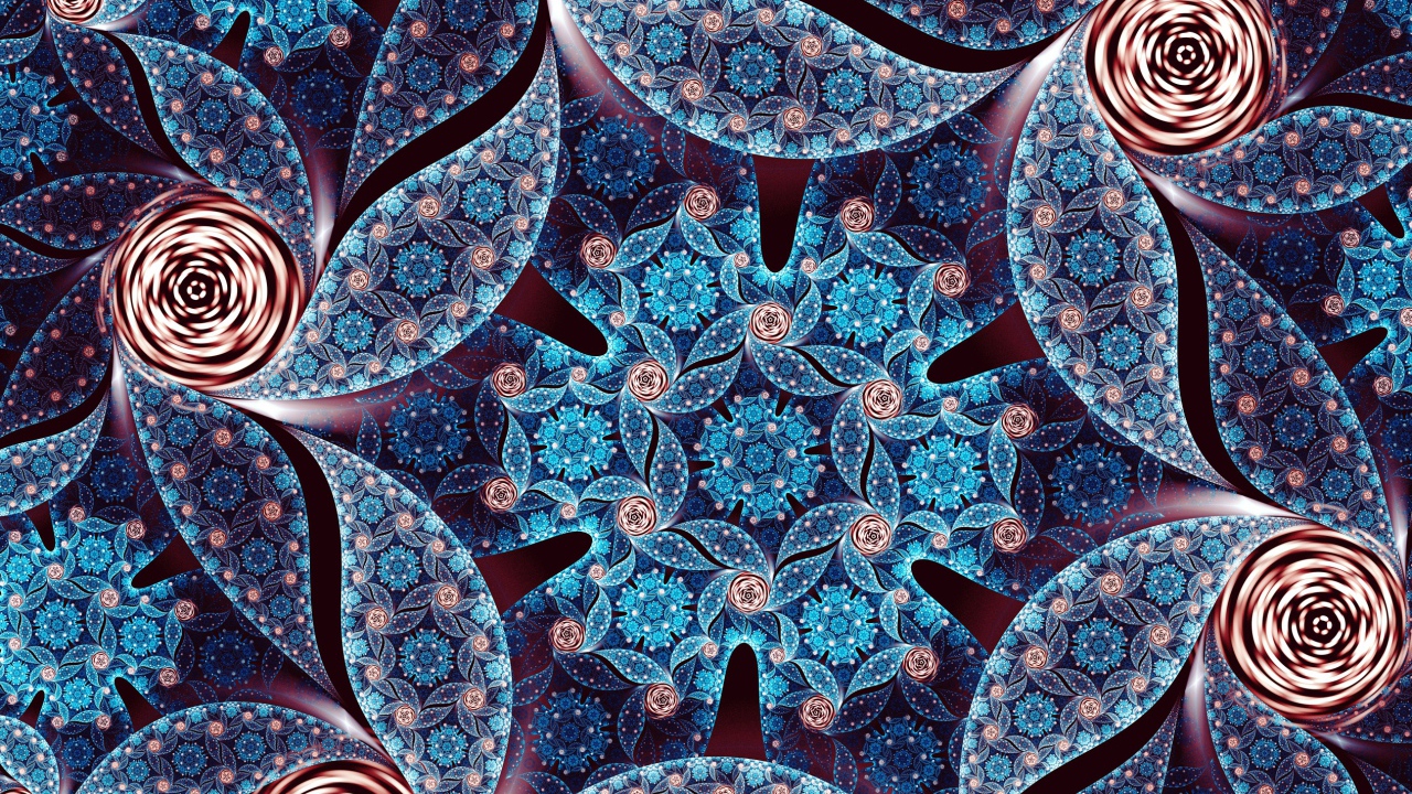 Красивый фрактальный цветок с длинными лепестками 