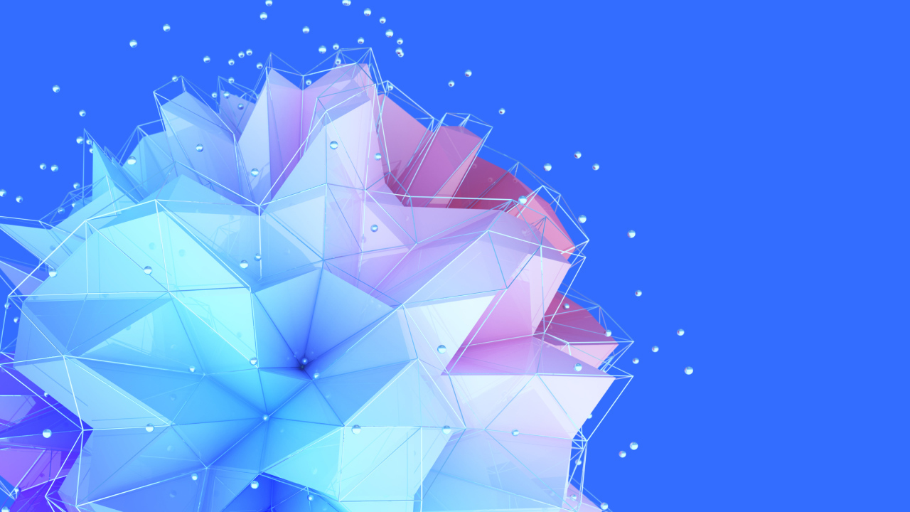 Голубой геометрический цветок на синем фоне 