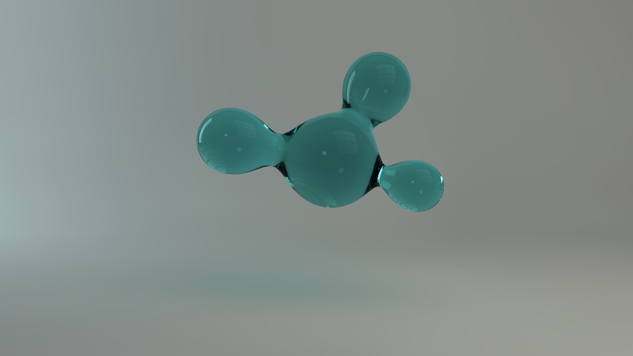 Фигурная голубая кристальная масса на сером фоне