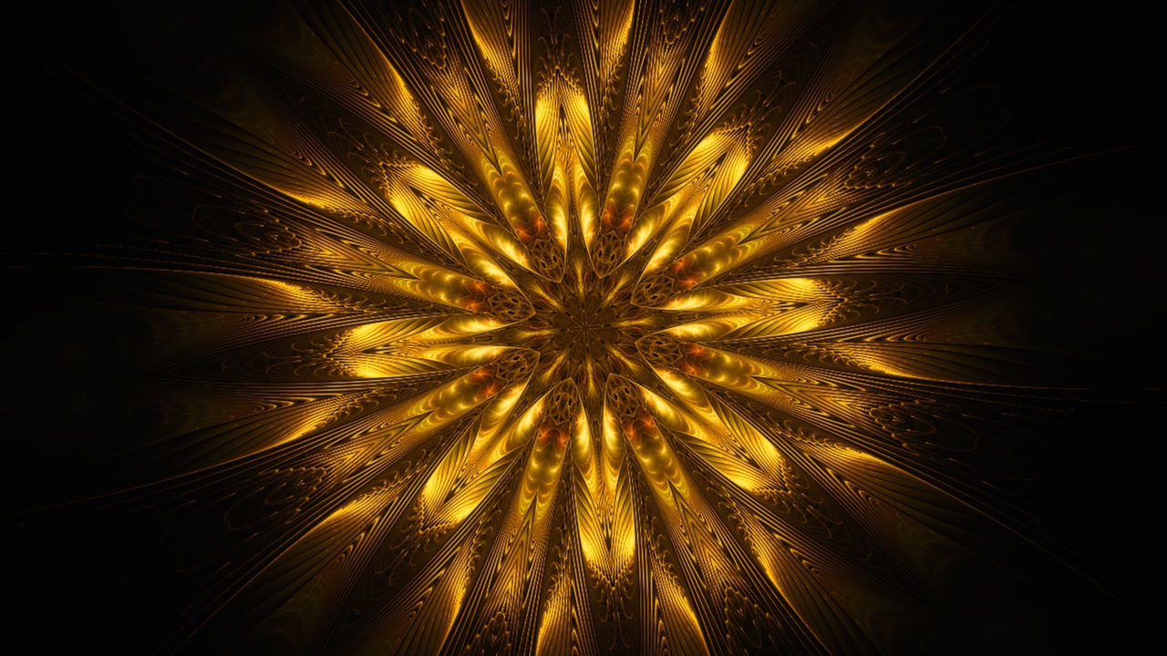 Золотой цветок мандала на черном фоне