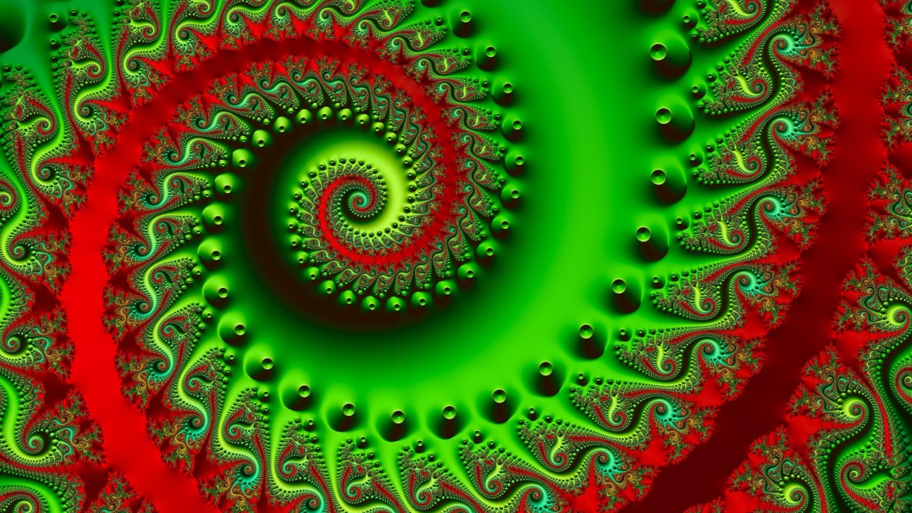 Зелено-красная абстрактная спираль 