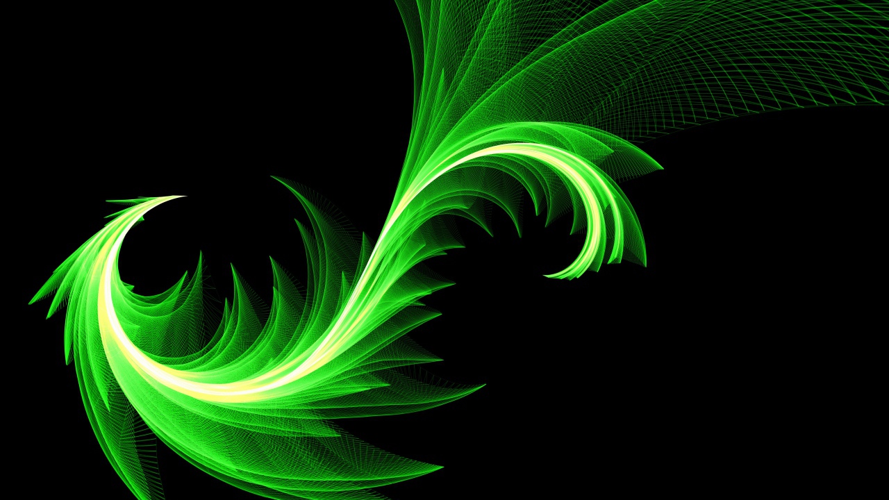 Зеленый волнистый абстрактный узор на черном фоне