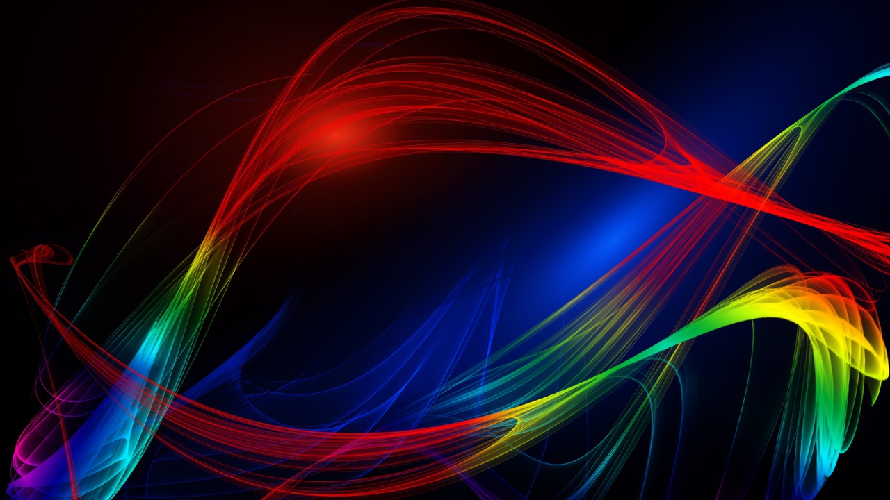 Разноцветные абстрактные волны на темном фоне