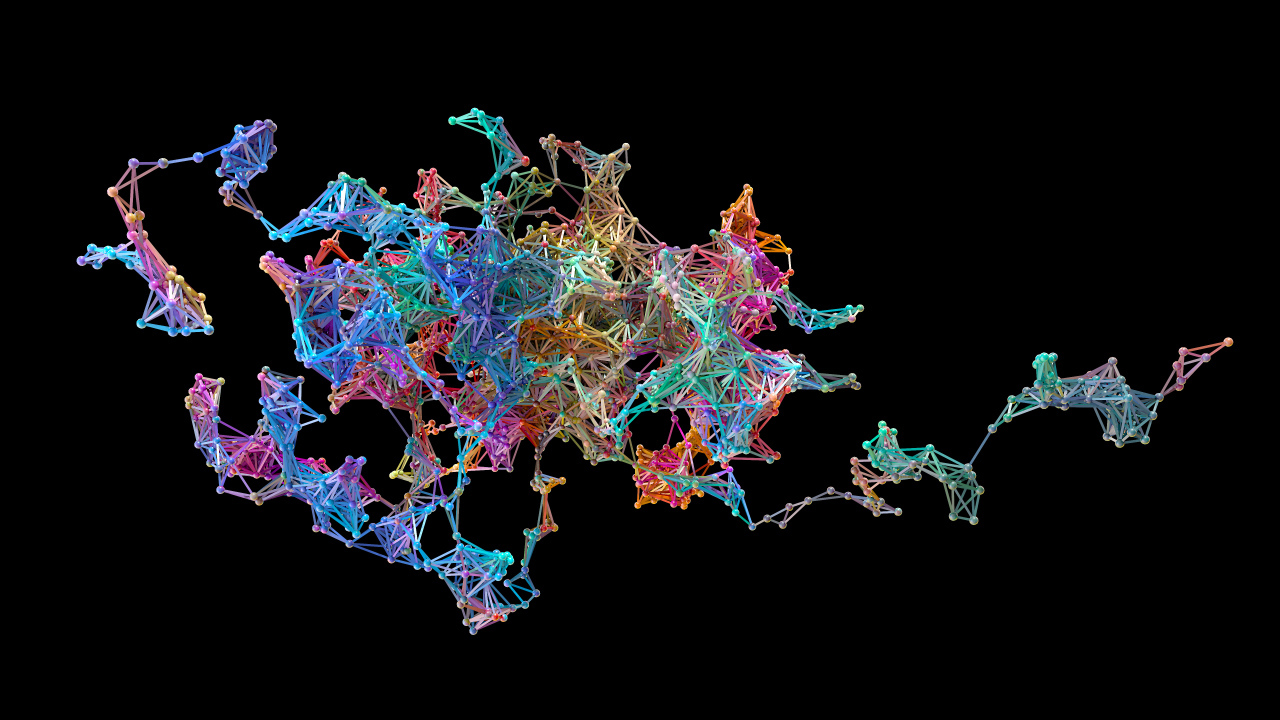 Разноцветные нейронные связи на черном фоне 