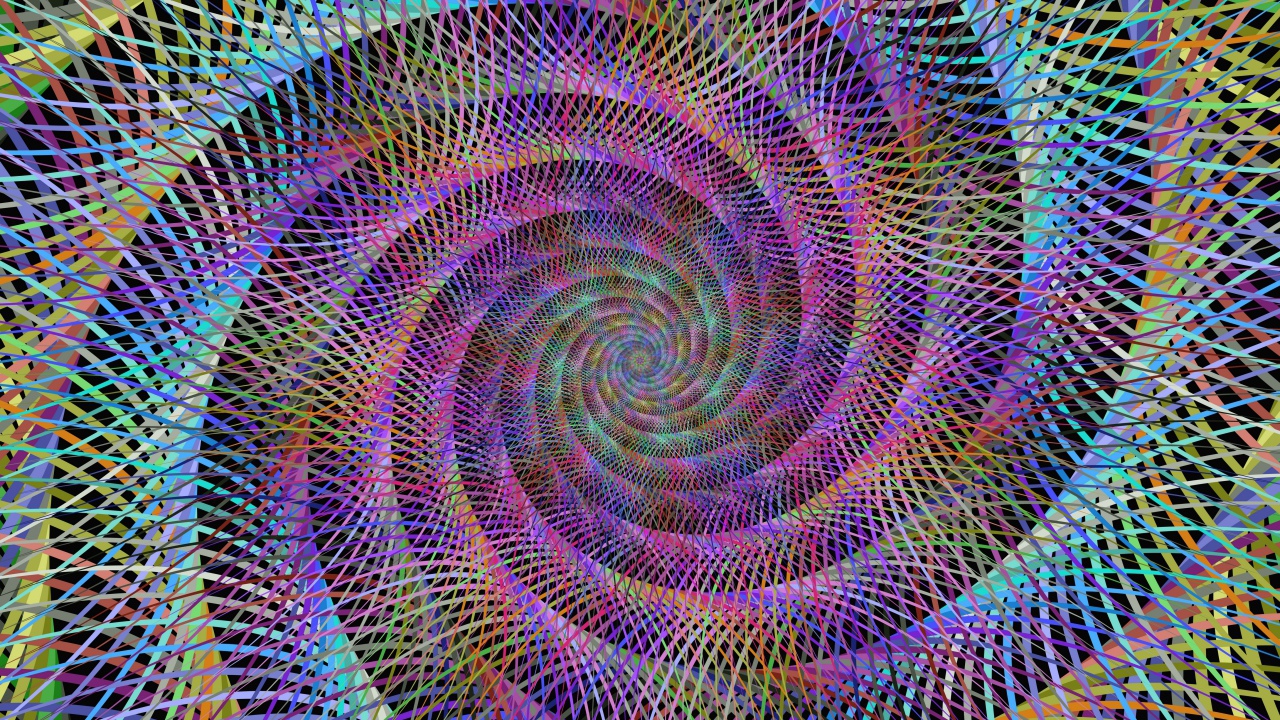 Разноцветный спиральный фрактальный рисунок