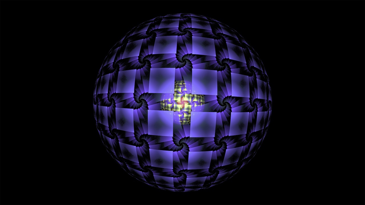 Фиолетовая сфера на черном фоне фрактал