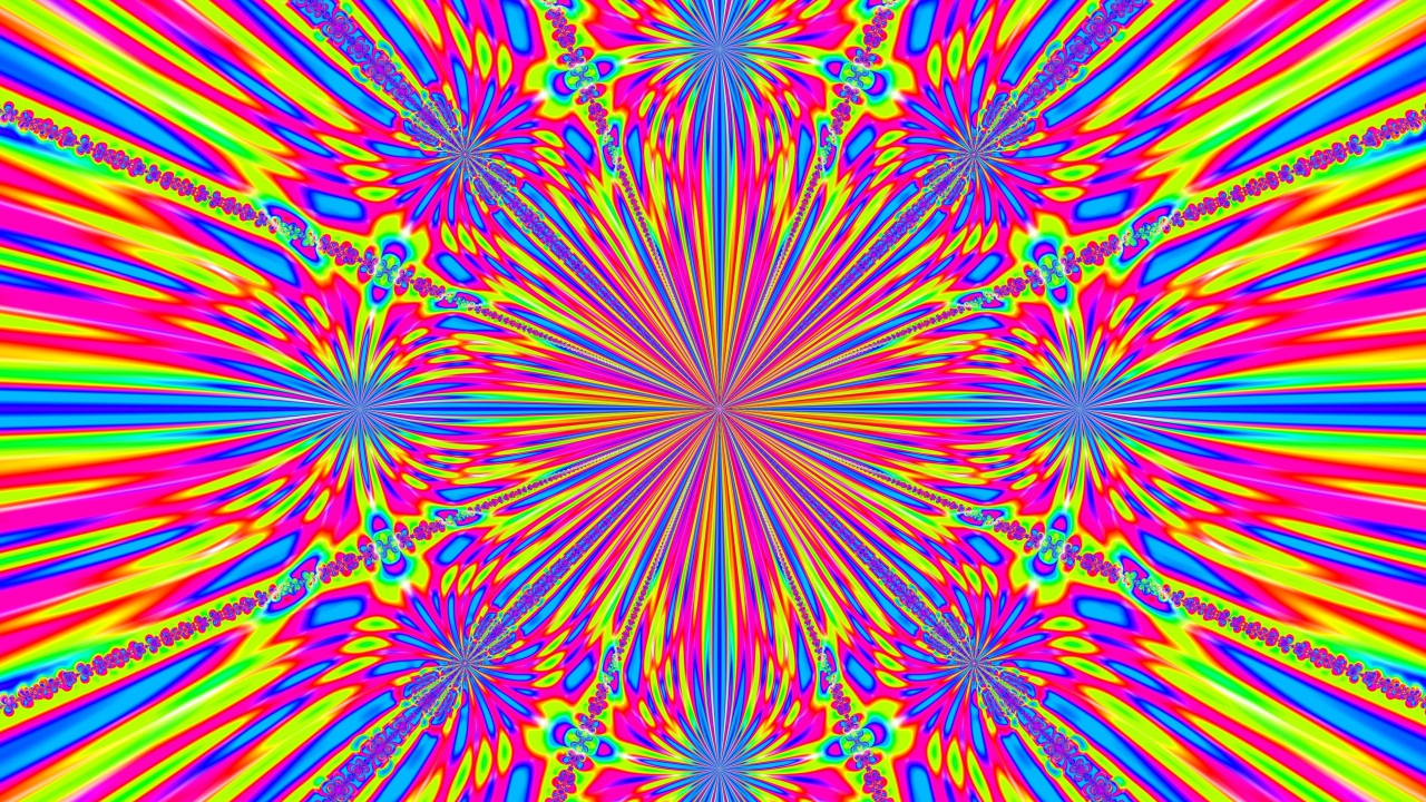 Yellow and pink drawing in a kaleidoscope