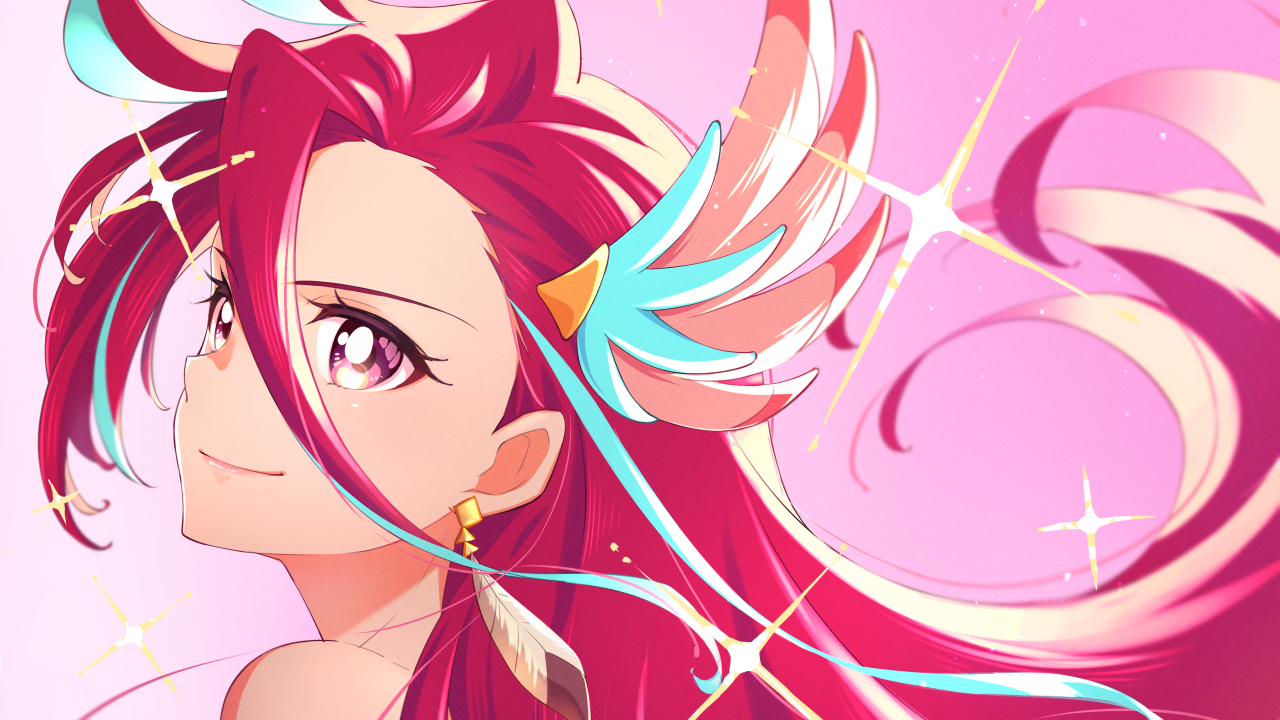 Девушка с длинными розовыми волосами аниме  Pretty Cure!