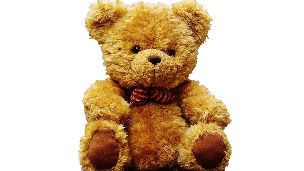 Большой плюшевый медведь на белом фоне