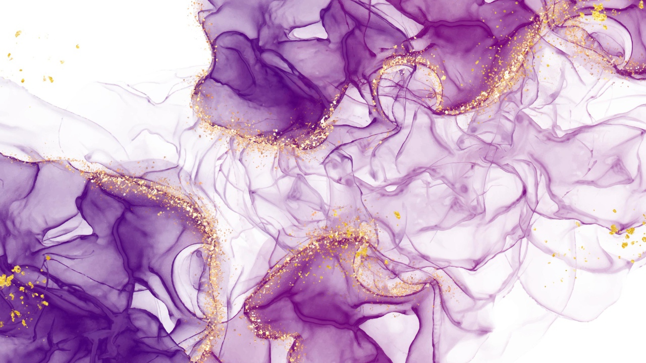 Фиолетовый дым с блестками на белом фоне 