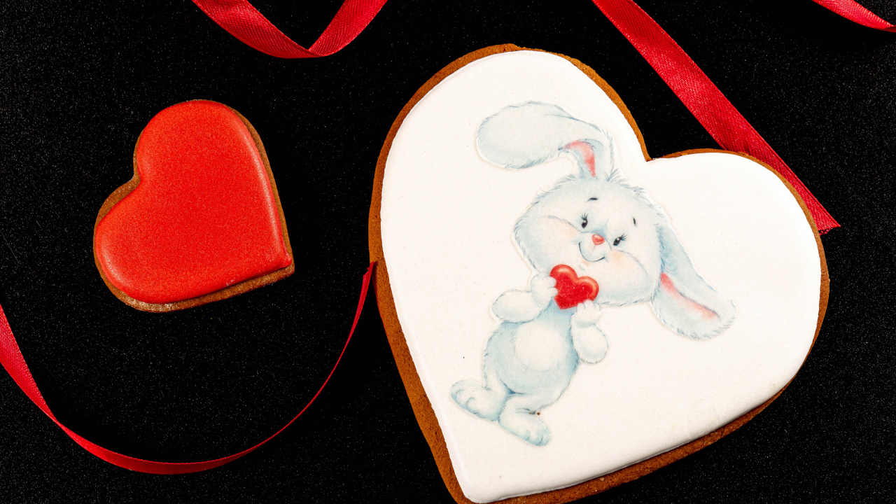 Печенье с кроликом в форме сердца на День Святого Валентина