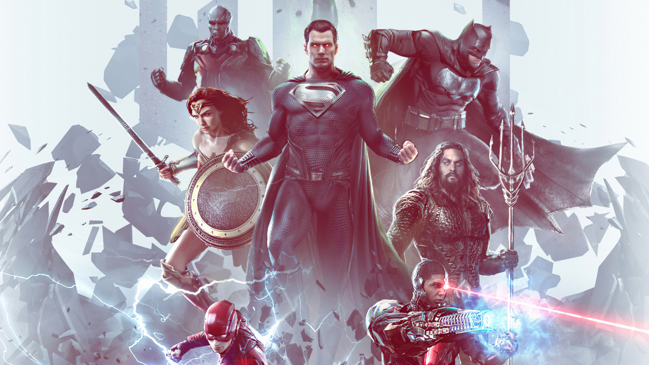 Постер с главными героями Лига справедливости Зака Снайдера, 2021