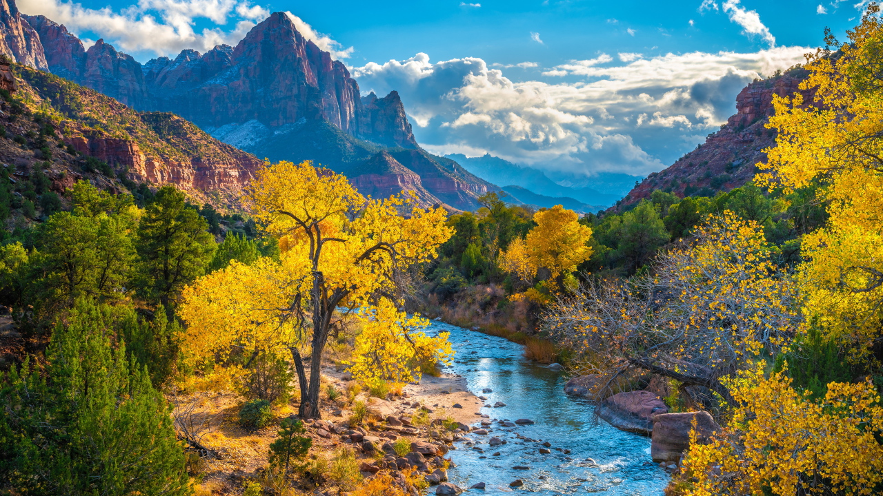 Красивый вид на национальный парк Сион осенью, США