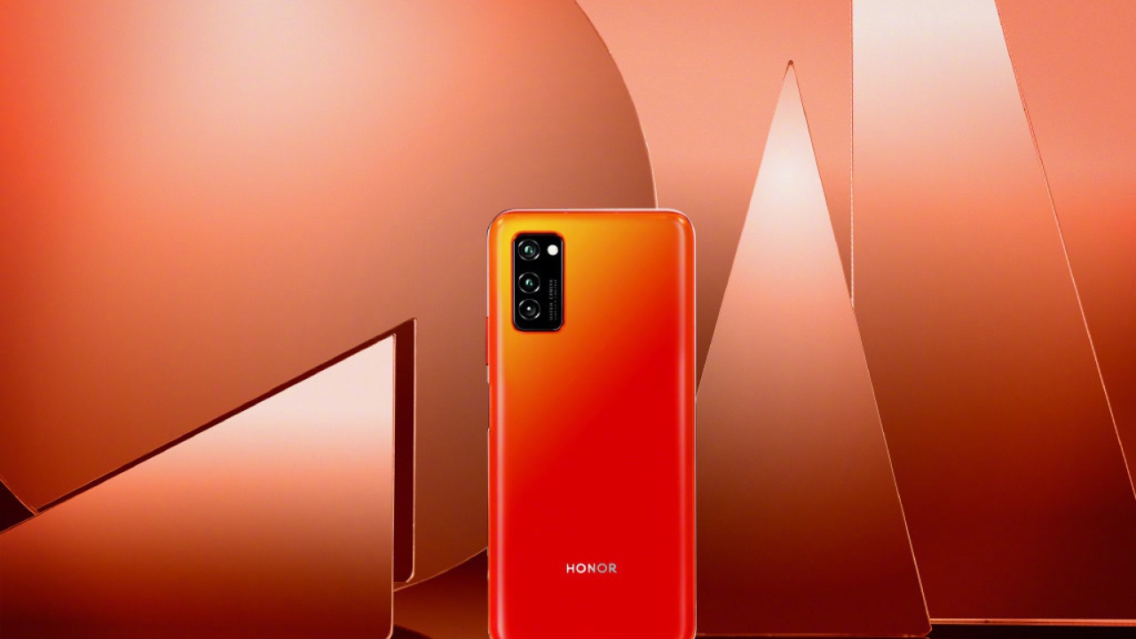 Оранжевый смартфон Honor v40
