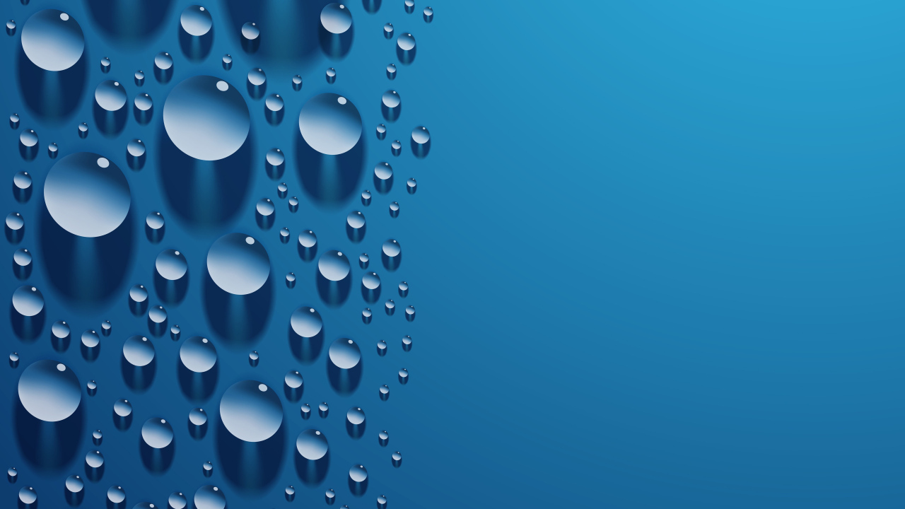 Капли 3д на голубой поверхности