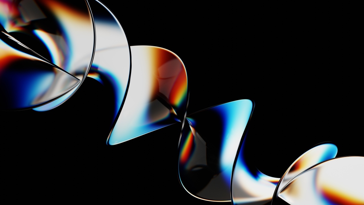 Большая разноцветная 3д спираль на черном фоне