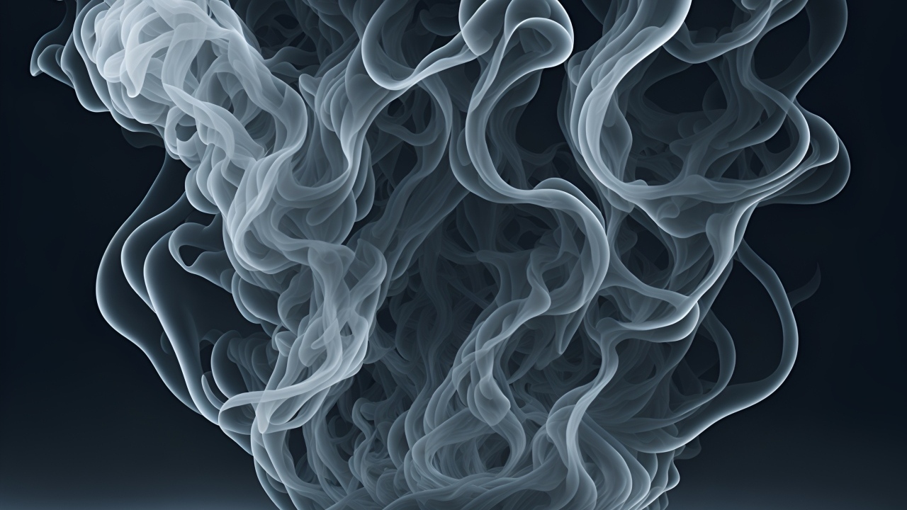 Густой белый дым на сером фоне