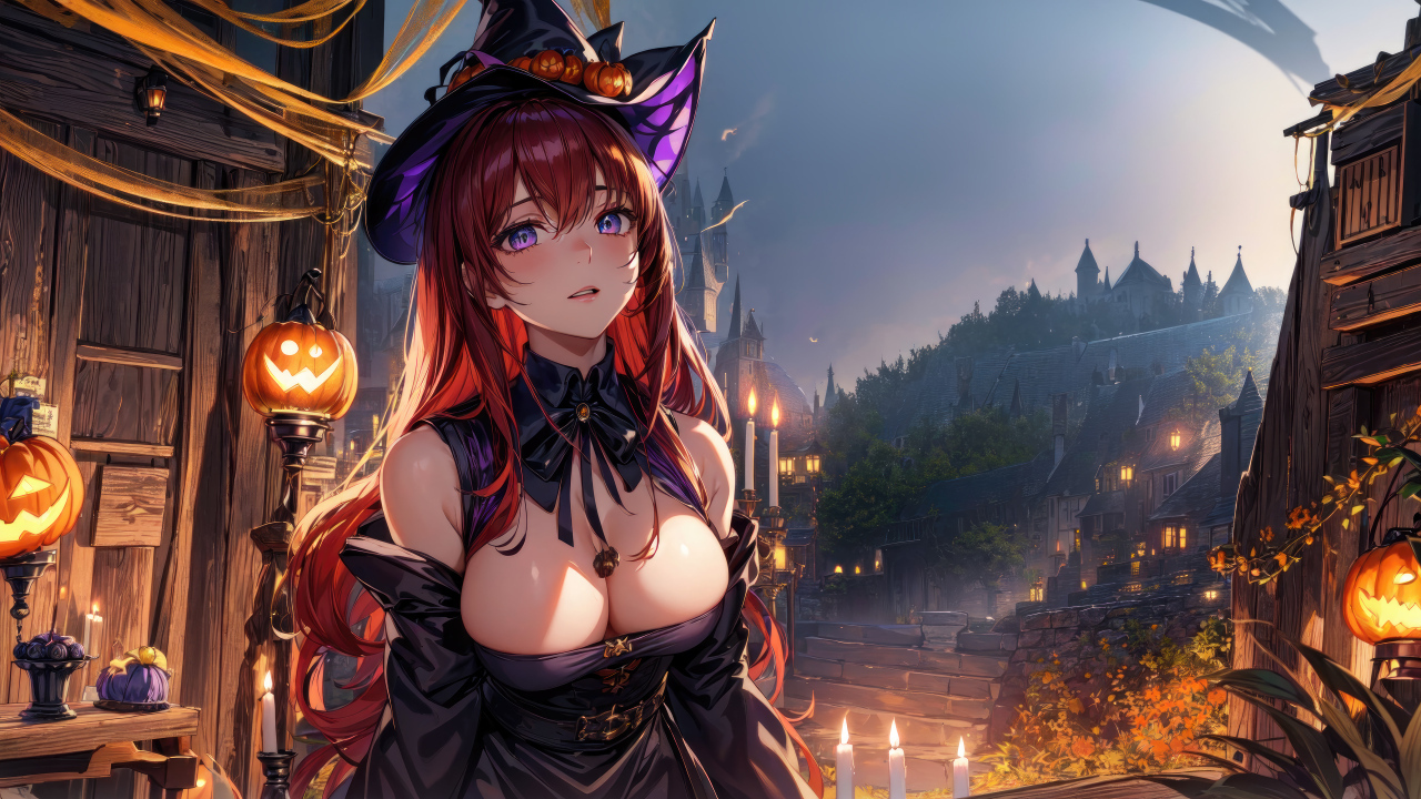 Anime girl in a witch costume