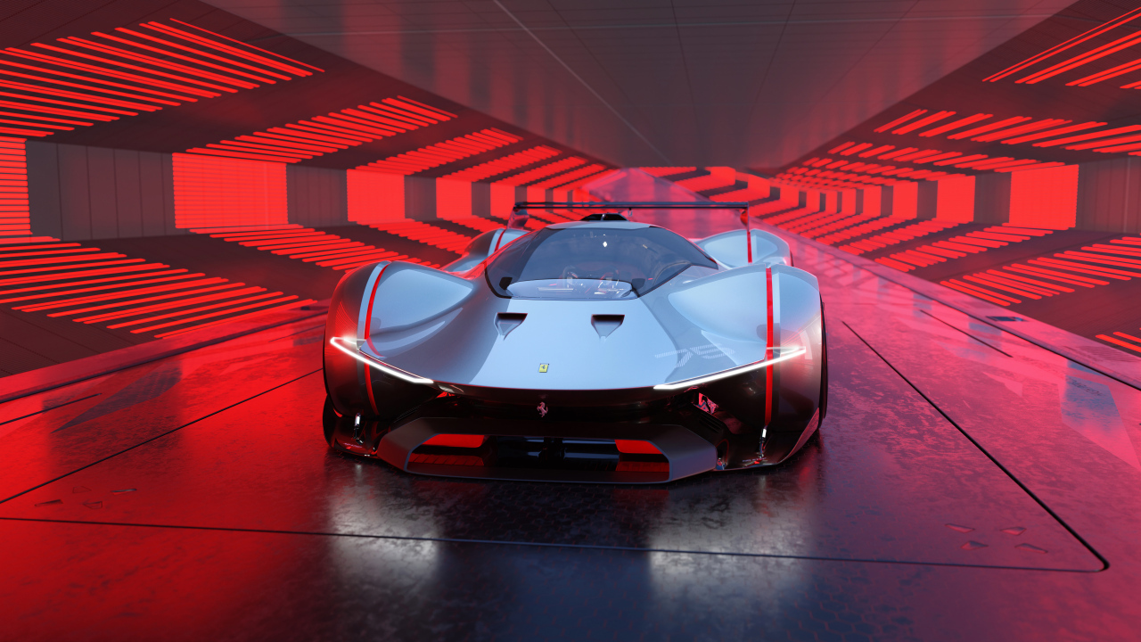 Вид спереди на автомобиль Ferrari Vision Gran Turismo