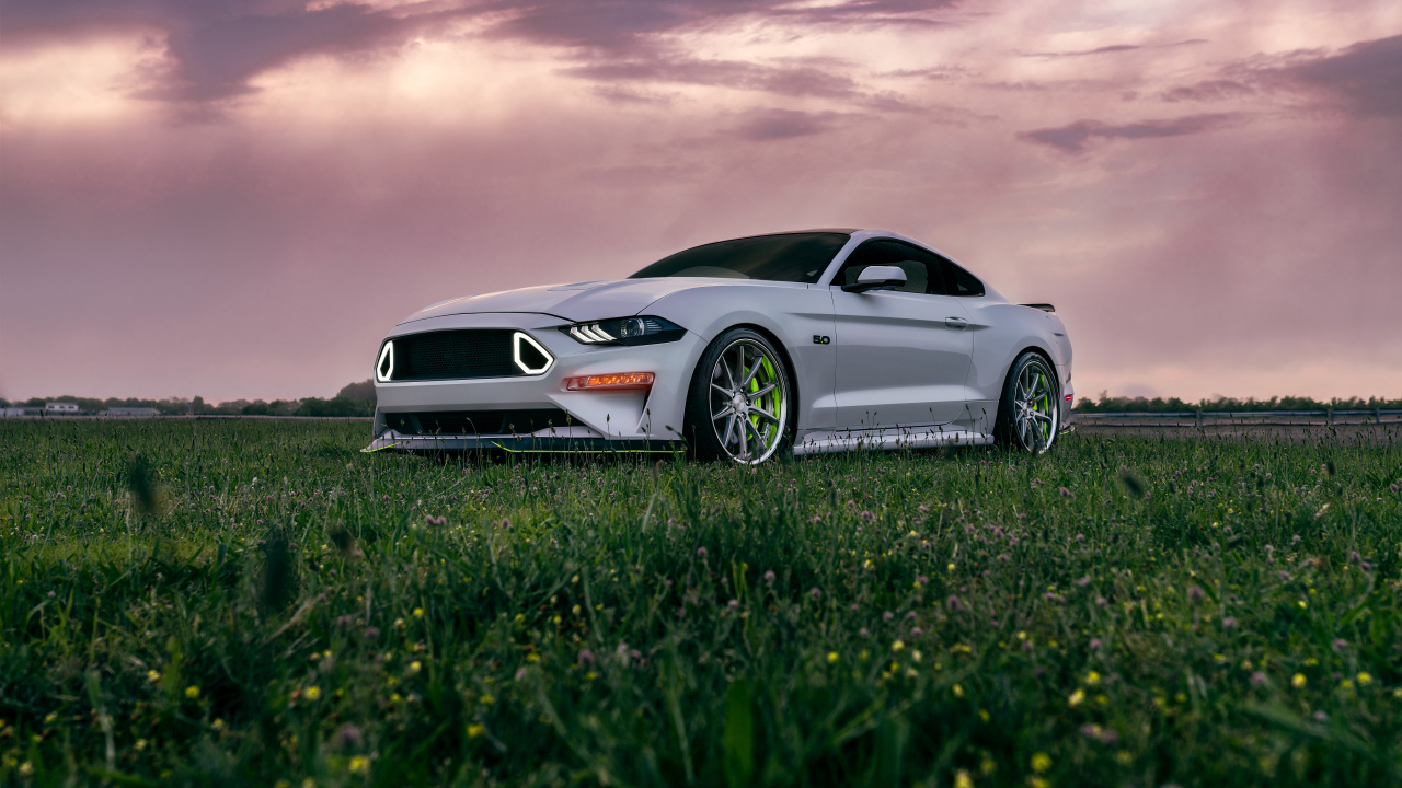 Автомобиль Ford Mustang GT на фоне красивого неба