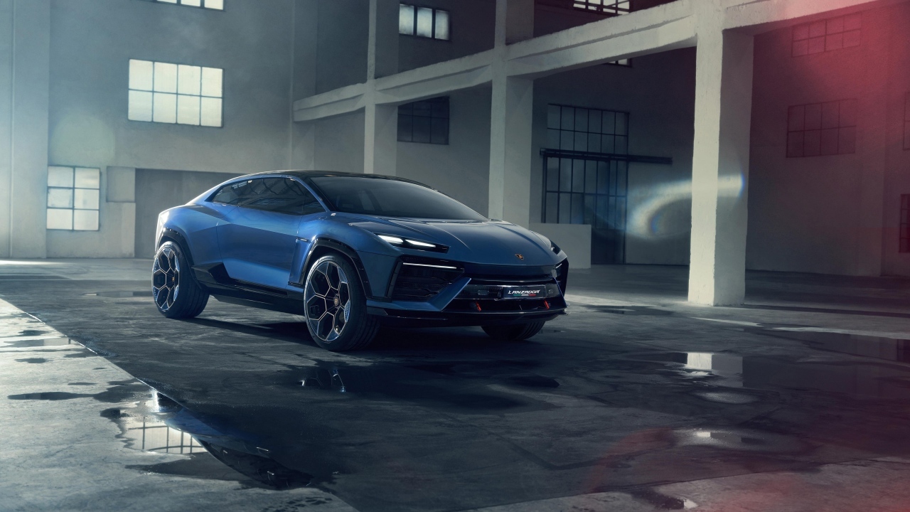 Быстрый автомобиль Lamborghini Lanzador Concept EV в здании