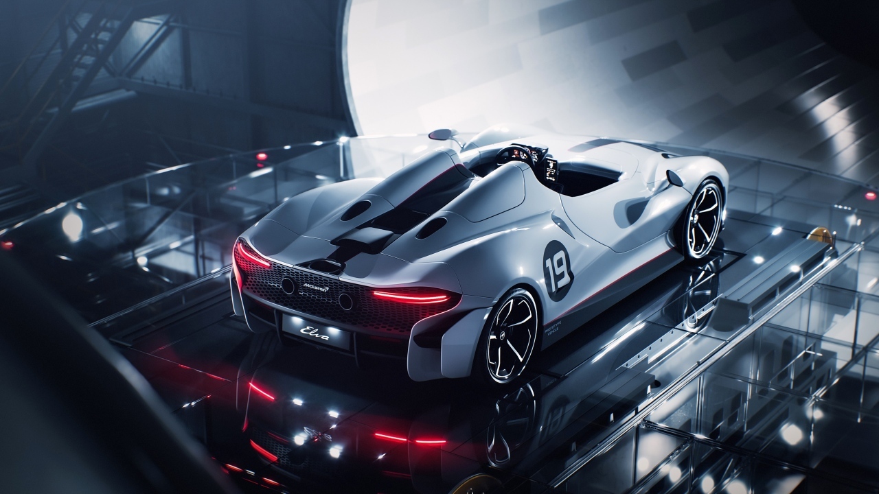 Вид сзади на автомобиль McLaren Elva