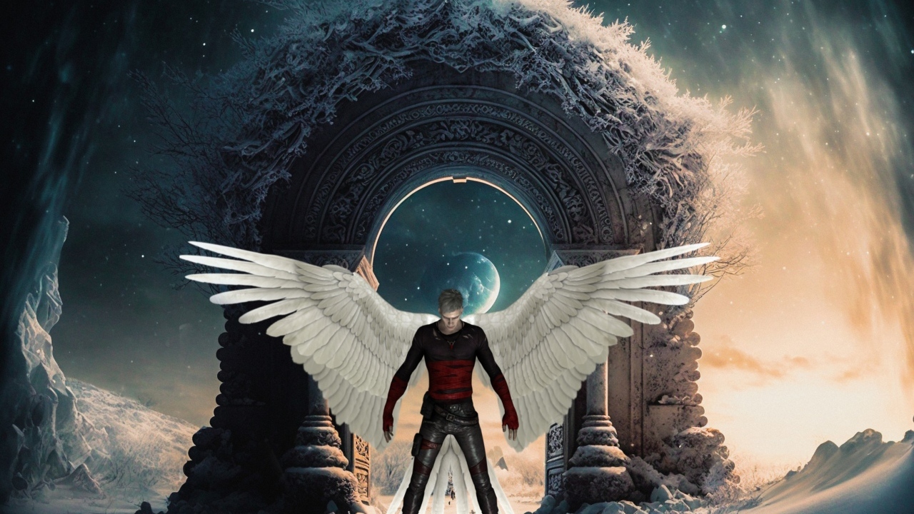 Фантастический мужчина с крыльями ангела