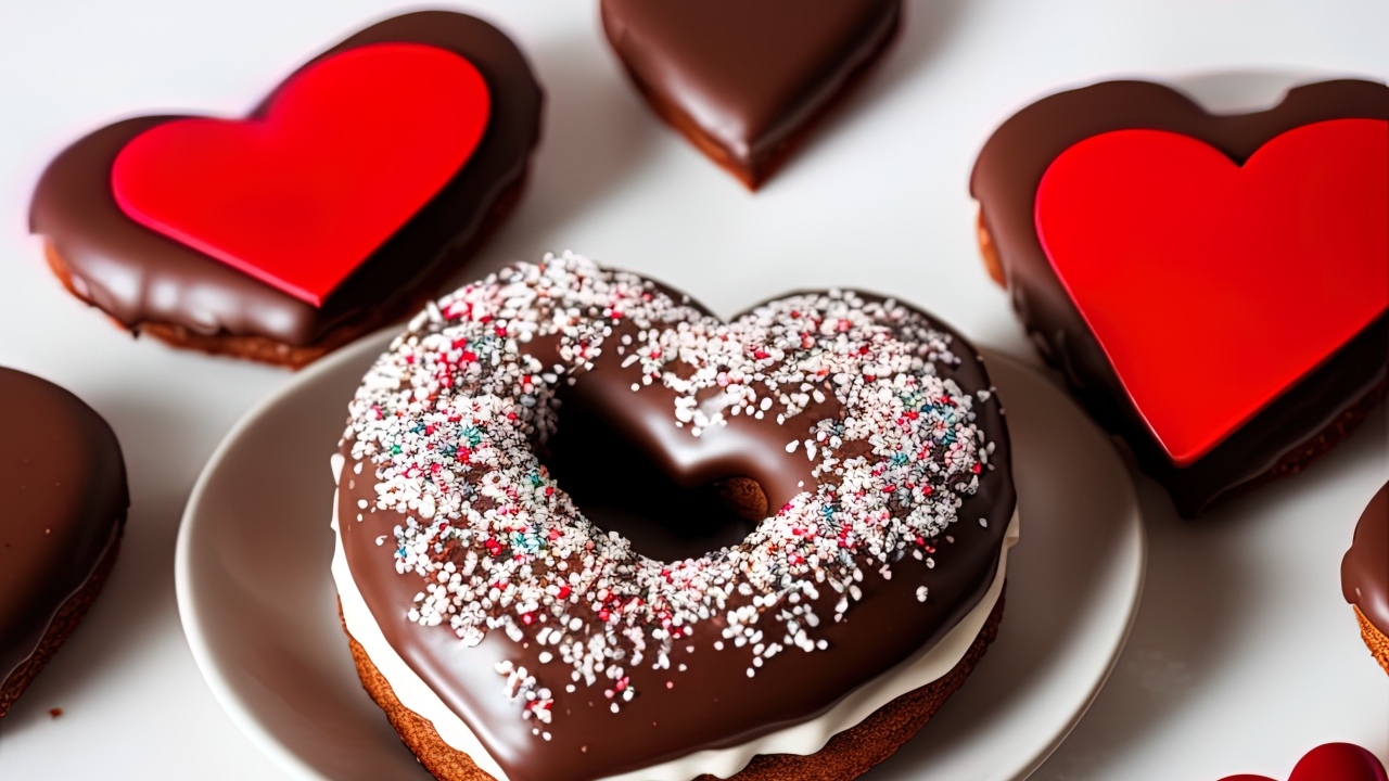 Красивое сладкое печенье в шоколаде в форме сердца