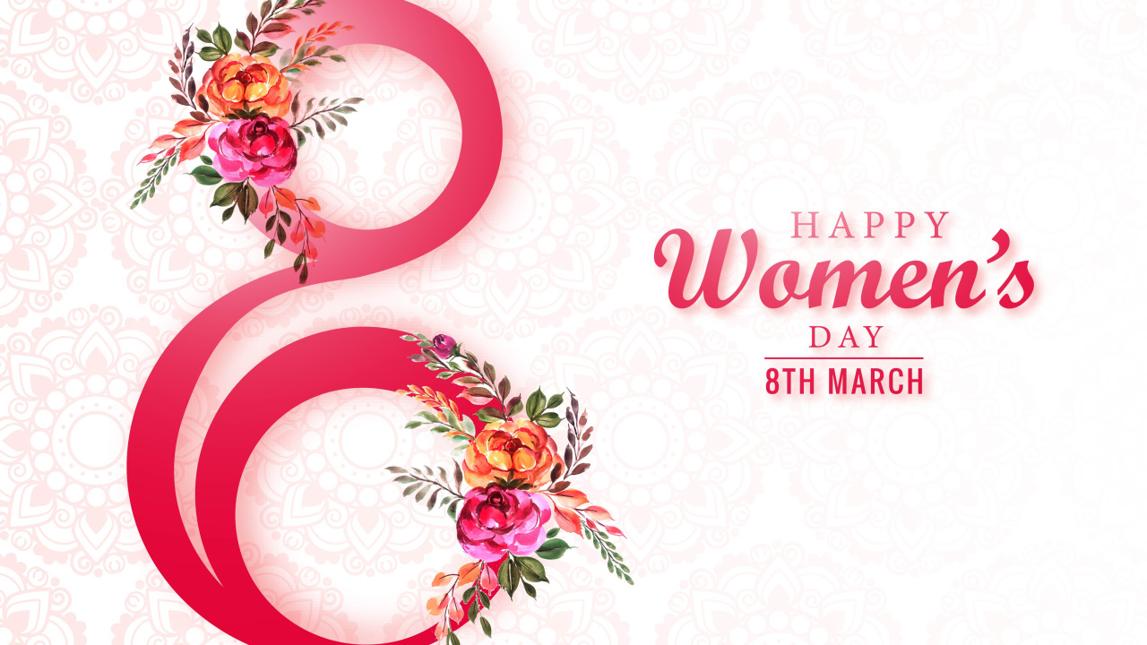 Красивая цифра 8 с цветами на международный женский день