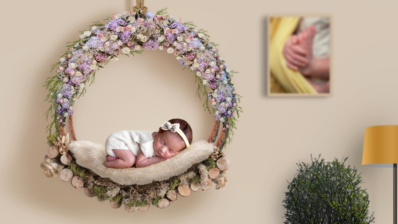 Красивая фотосессия новорожденного ребенка