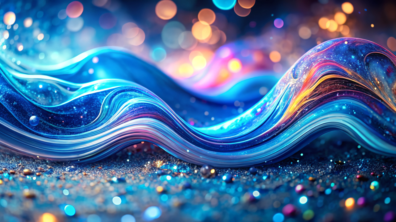 Абстрактная неоновая волна с блестками