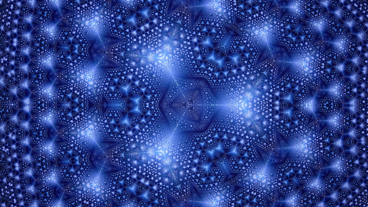 Синий фрактальный рисунок с геометрическими фигурами