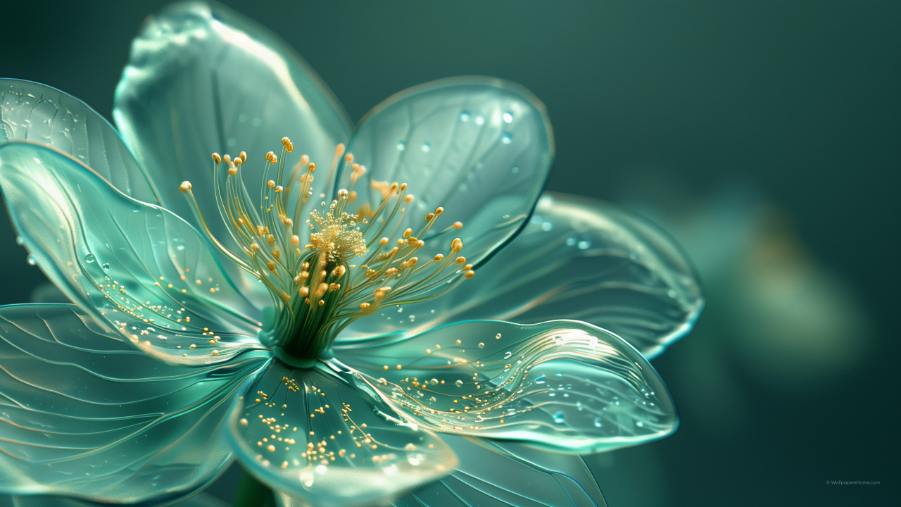 Фантастический голубой 3д цветок