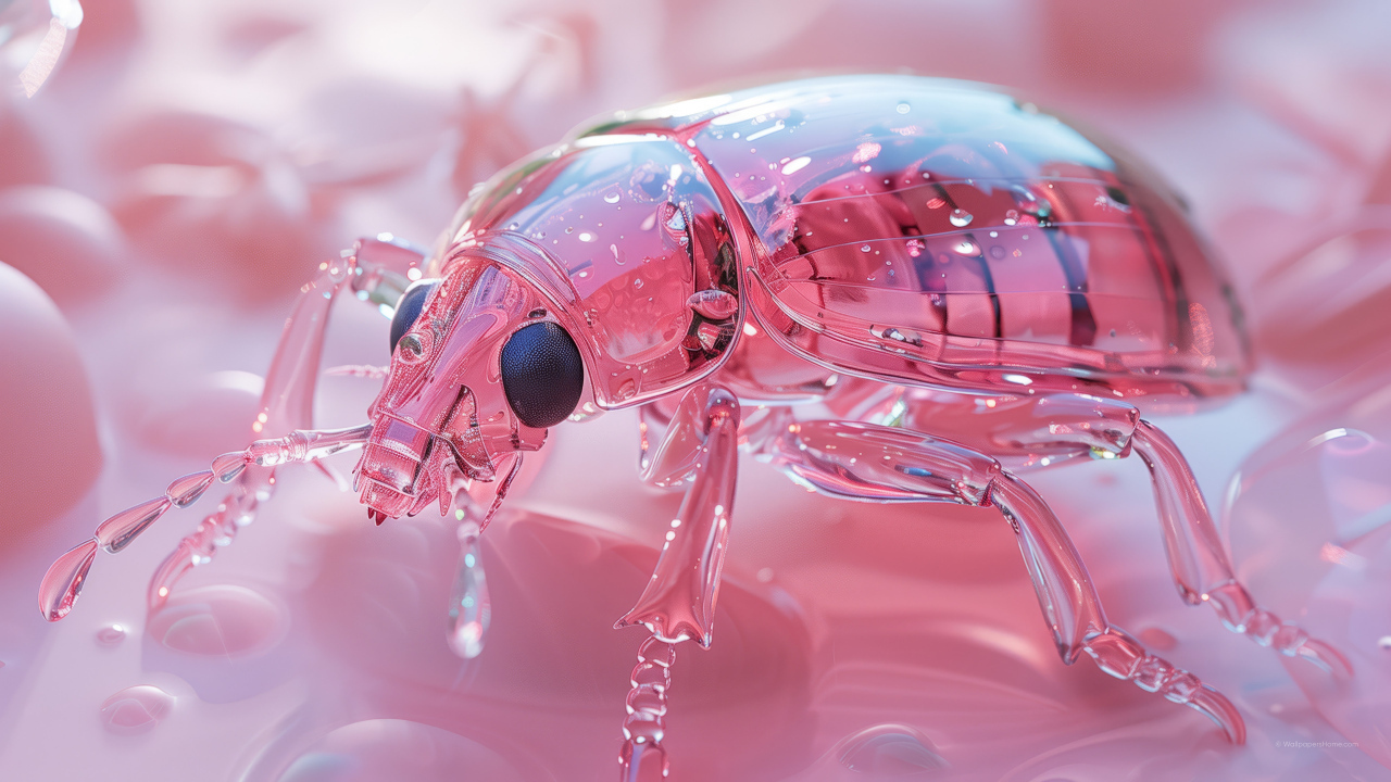 Стеклянный жук на розовом фоне 3д графика