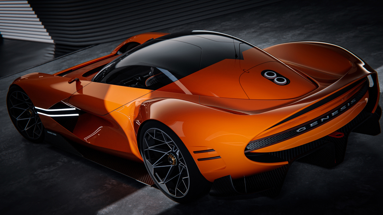 Быстрый автомобиль Genesis X Gran Berlinetta вид сзади