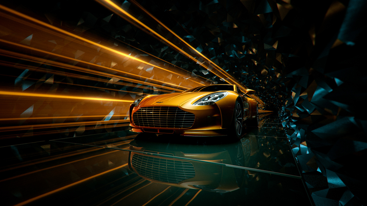 Оранжевый автомобиль Aston Martin One 77