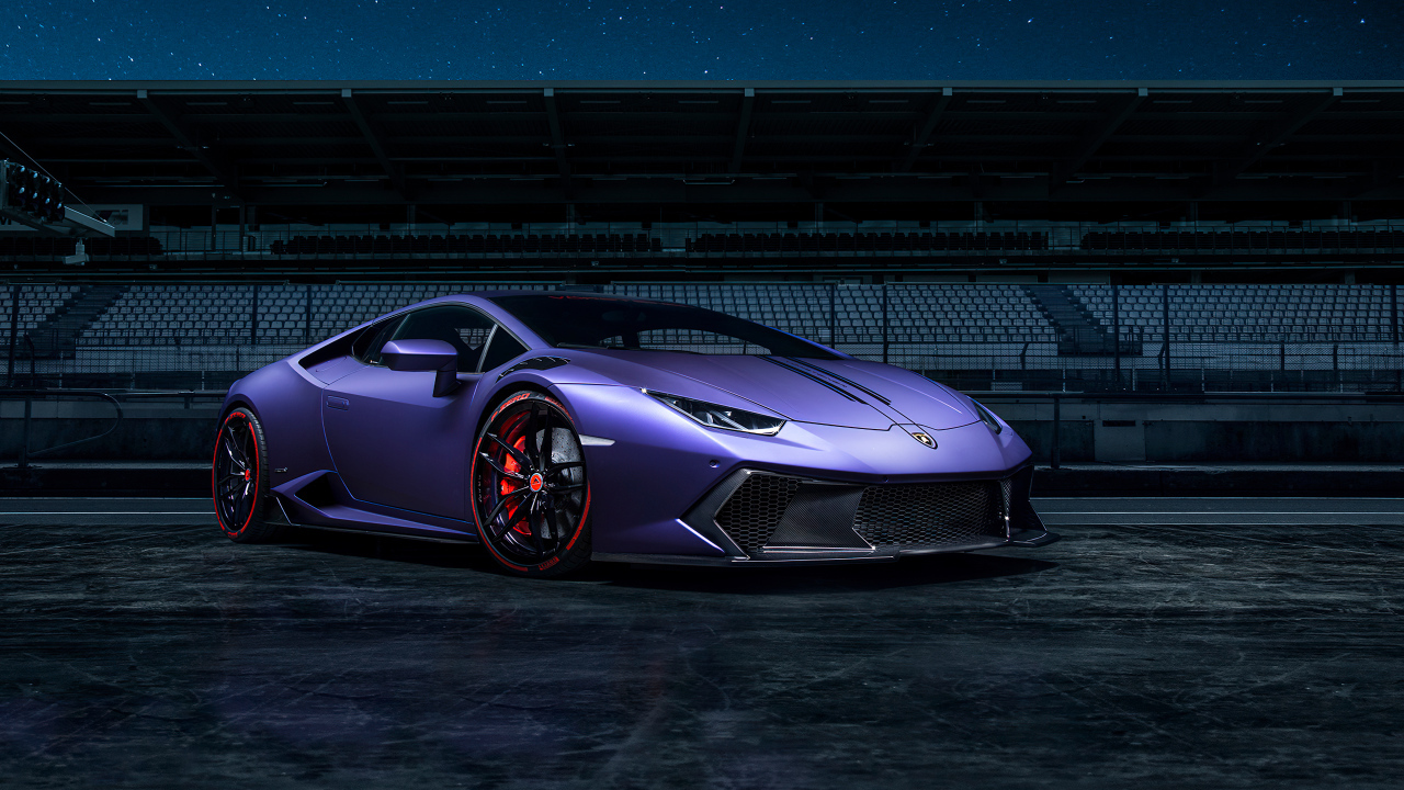 Сиреневый автомобиль Vorsteiner Lamborghini Huracán Novara