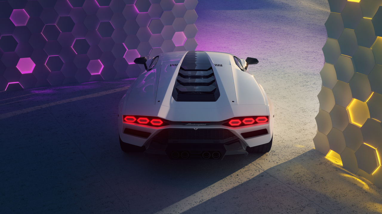 Вид сзади на автомобиль Lamborghini Countach