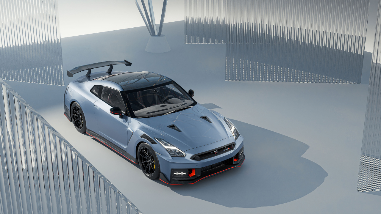 Вид сверху на автомобиль Nissan GT-R Nismo