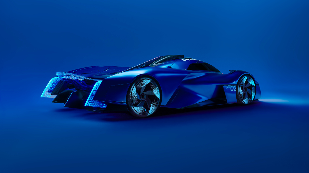 Синий автомобиль Alpine Alpenglow Hy4 2024 года