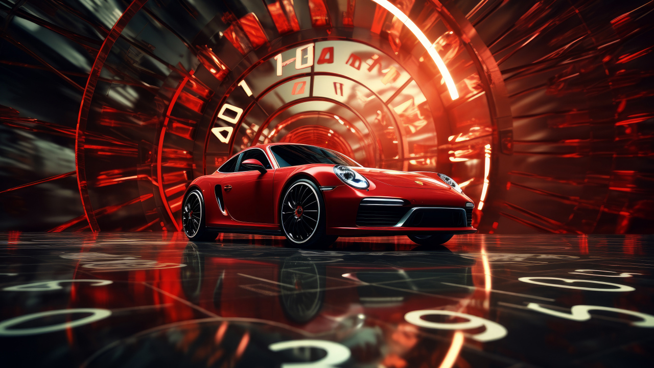 Красный автомобиль Porsche GT3 RS