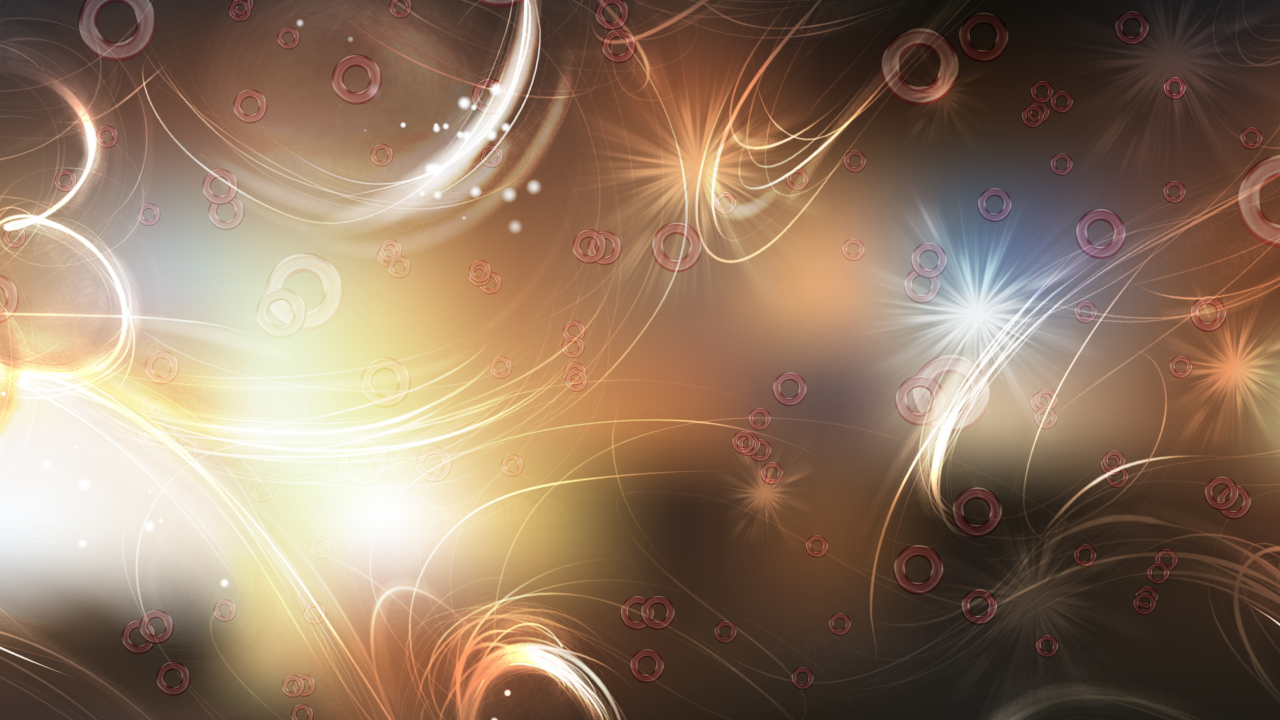 Круги и яркие вспышки на коричневом фоне