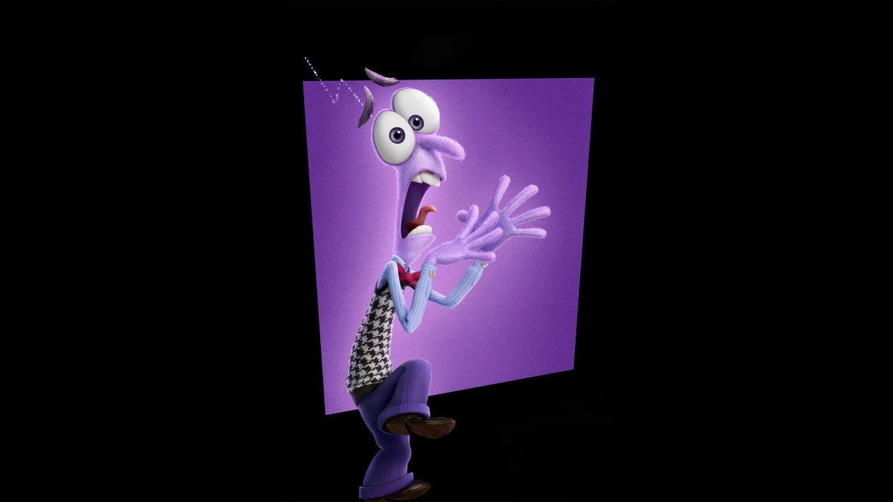 Персонаж Страх нового мультфильма Головоломка 2 на черном фоне, 2024