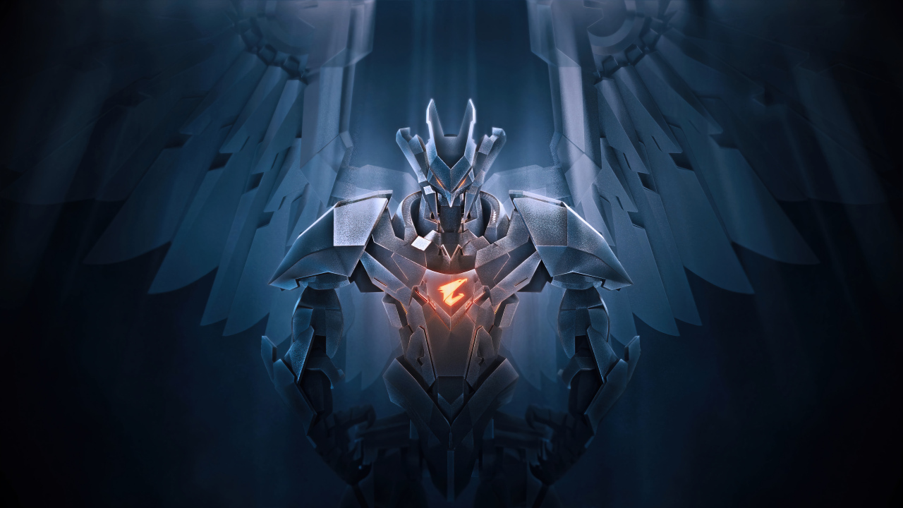 Ангел тьмы с логотипом aorus gigabyte