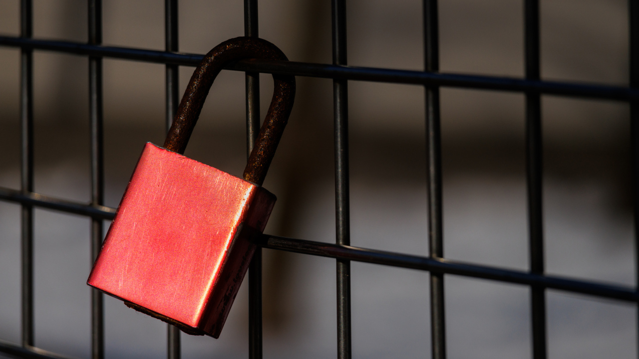 Красный замок на сетке 