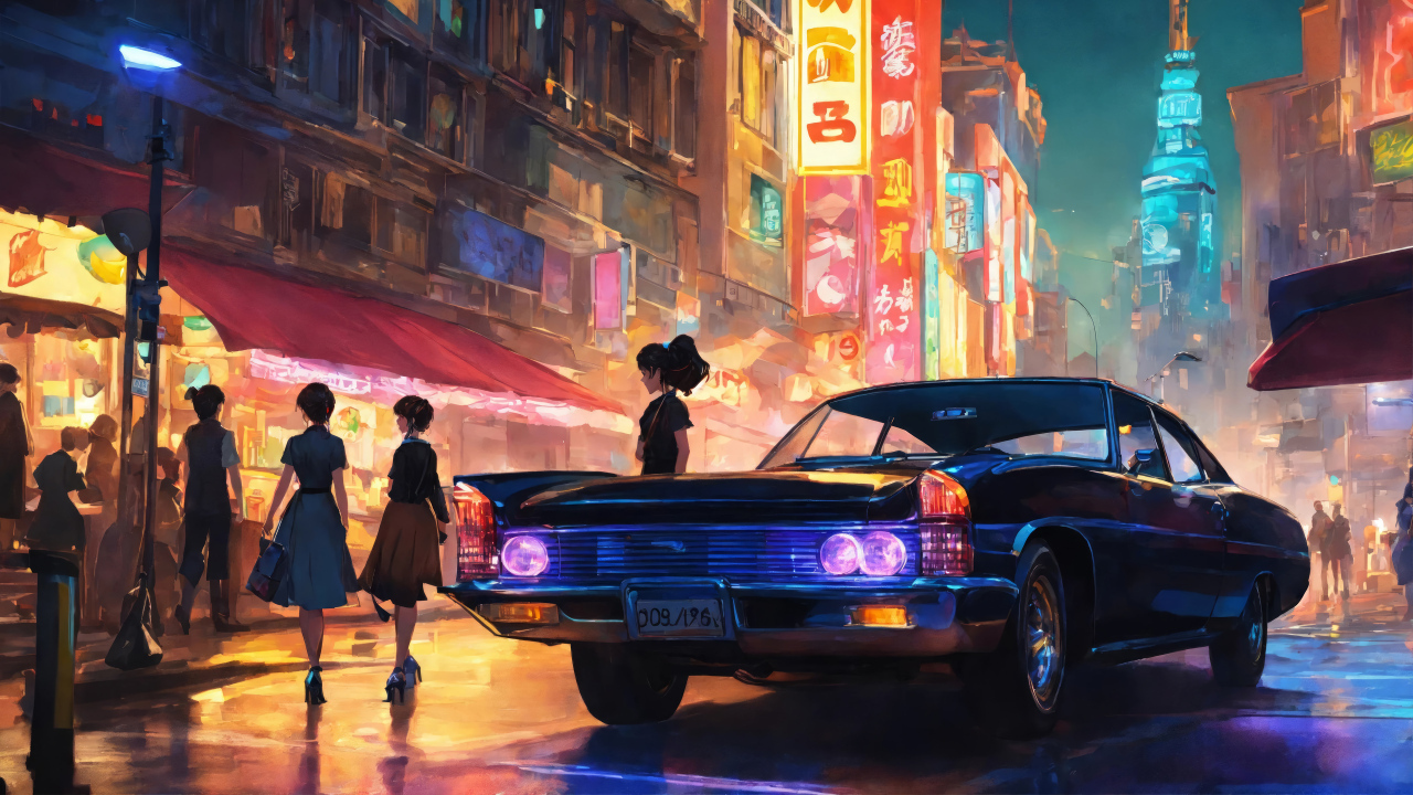 Черный автомобиль на улице в Китае