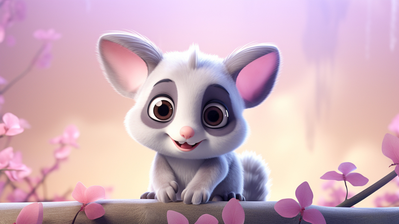 Маленький серый нарисованный опоссум