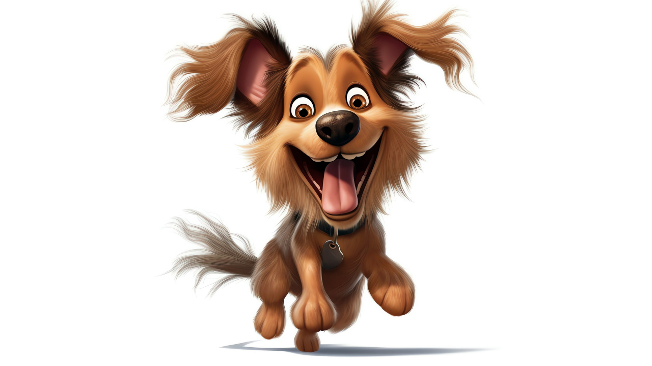 Довольный нарисованный щенок на белом фоне