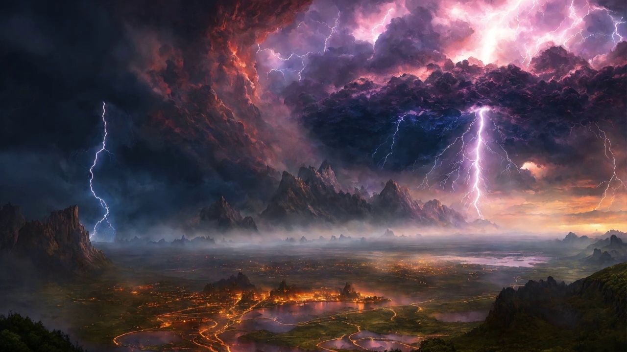 Фантастическое грозовое небо над городом