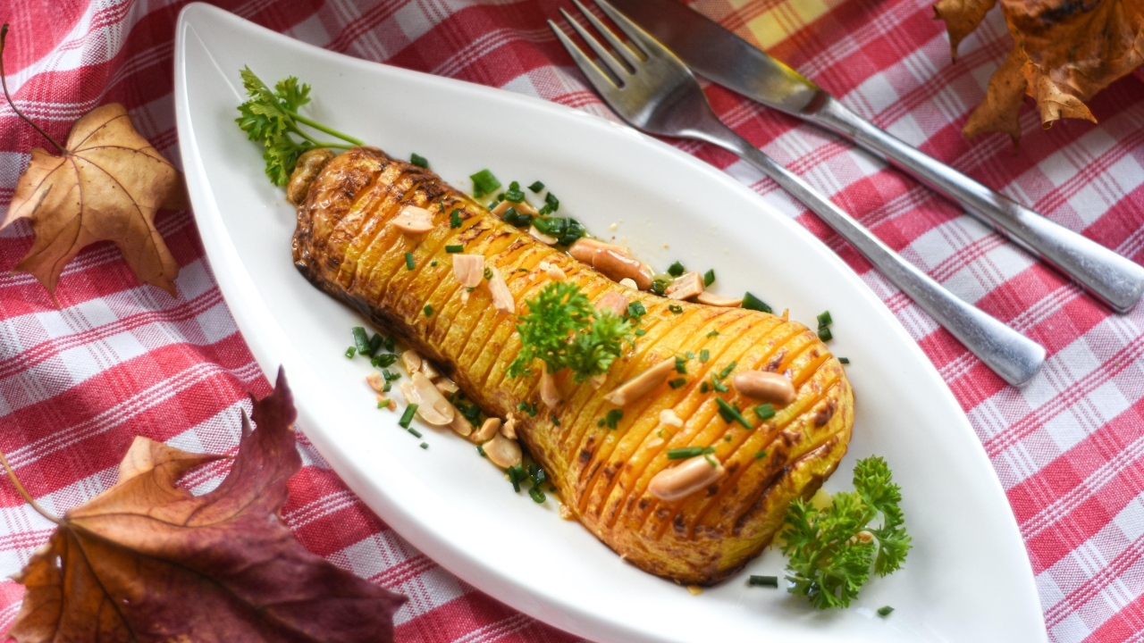 Тыква запеченная с орехами